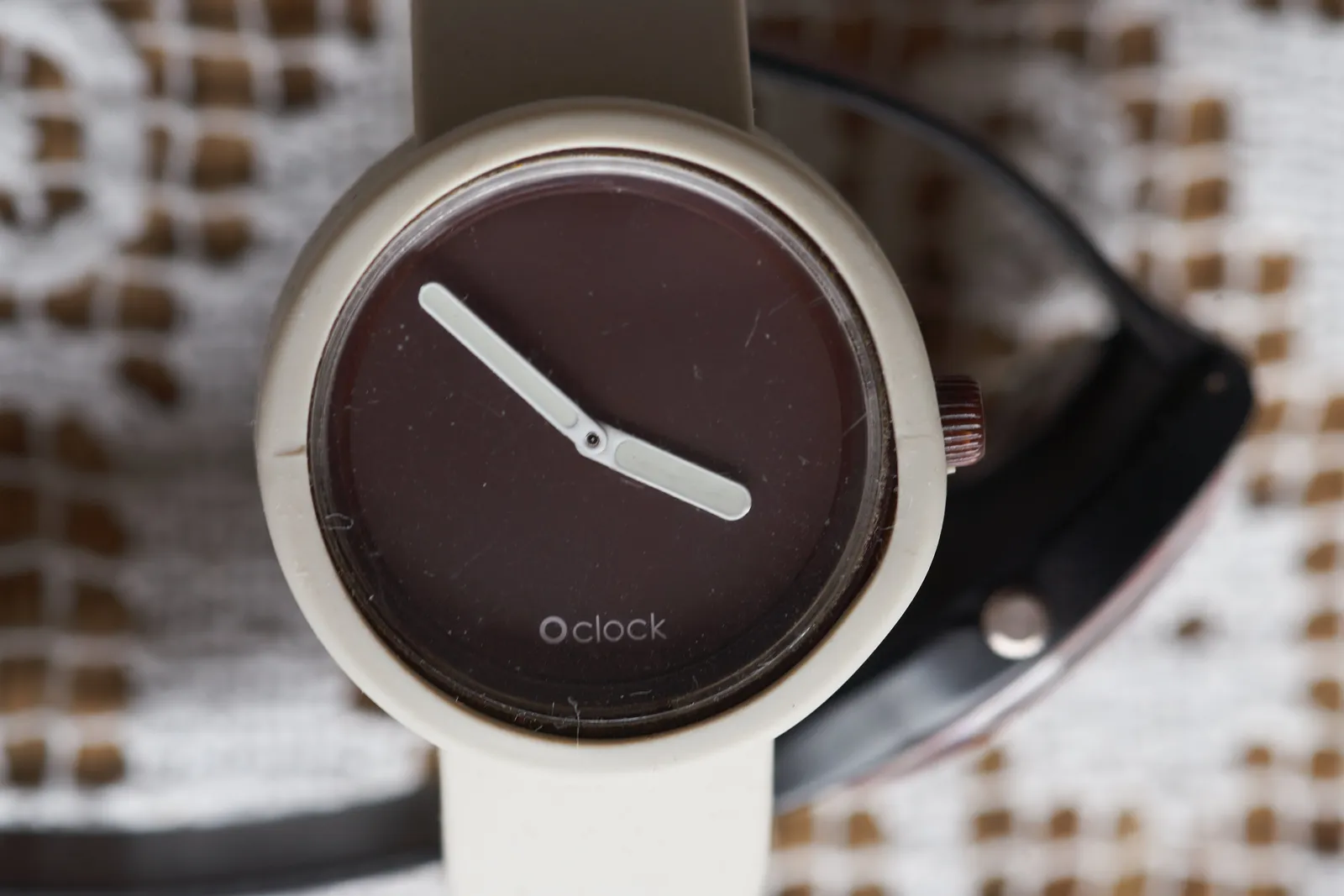 It is approximately 8 to four, on this minimalist black and white watch.