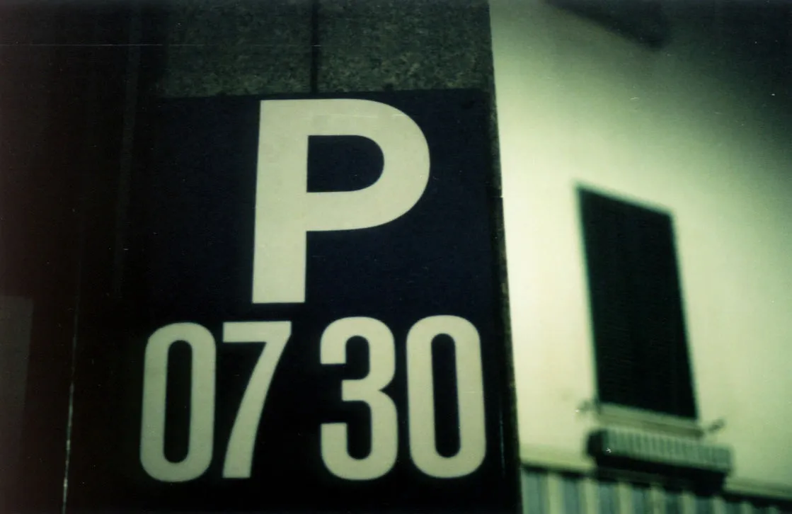 This sign in this parking garage says P 07:30