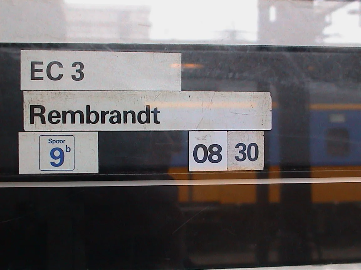 The EC3 Rembrandt leaves from platform number 9b at 08:30.