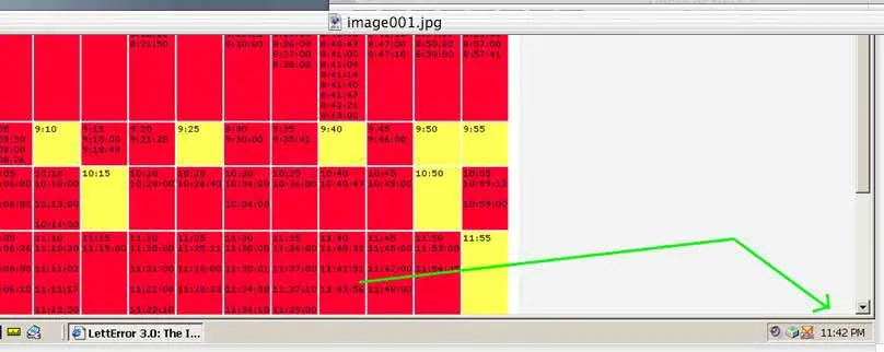 This is a screenshot with an overview of some timestamps that were collected for this clock. In the computer, the time is 11:42