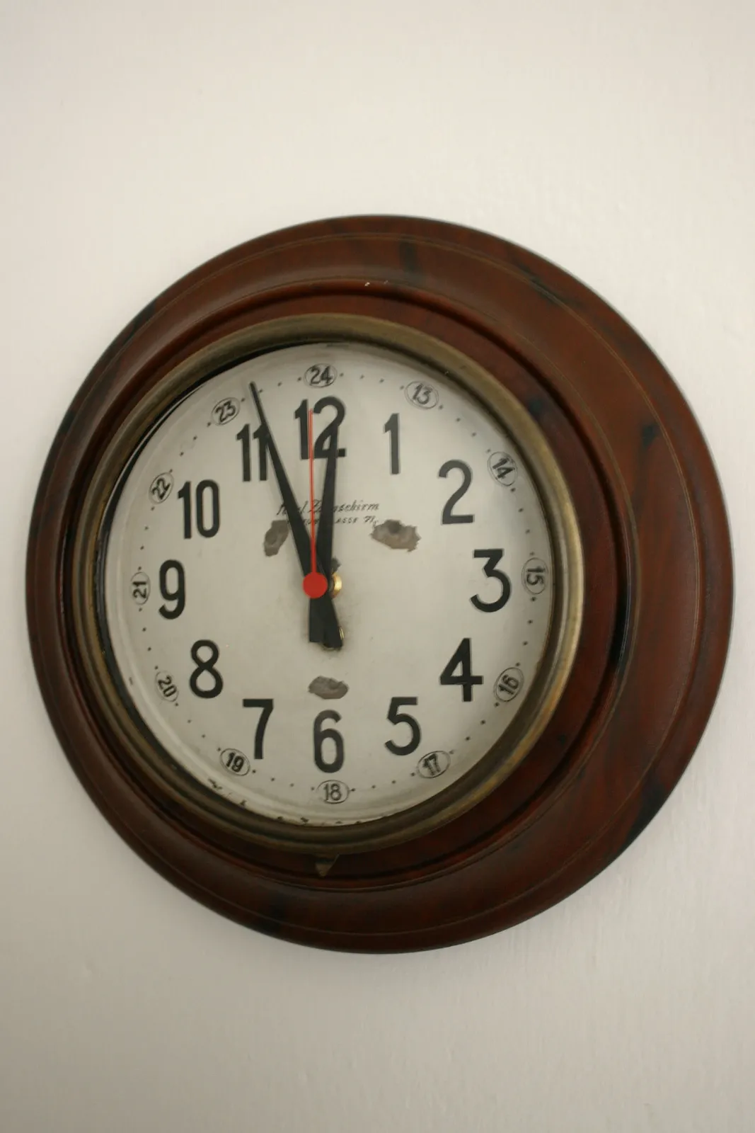 According to this old German clock it is three minutes to 12.