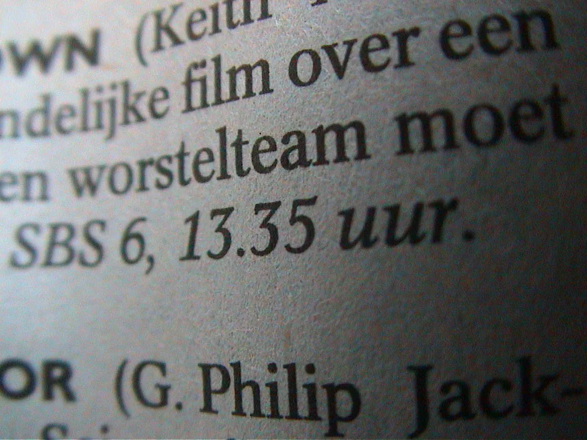 The time in a printed TV guide says 13:35