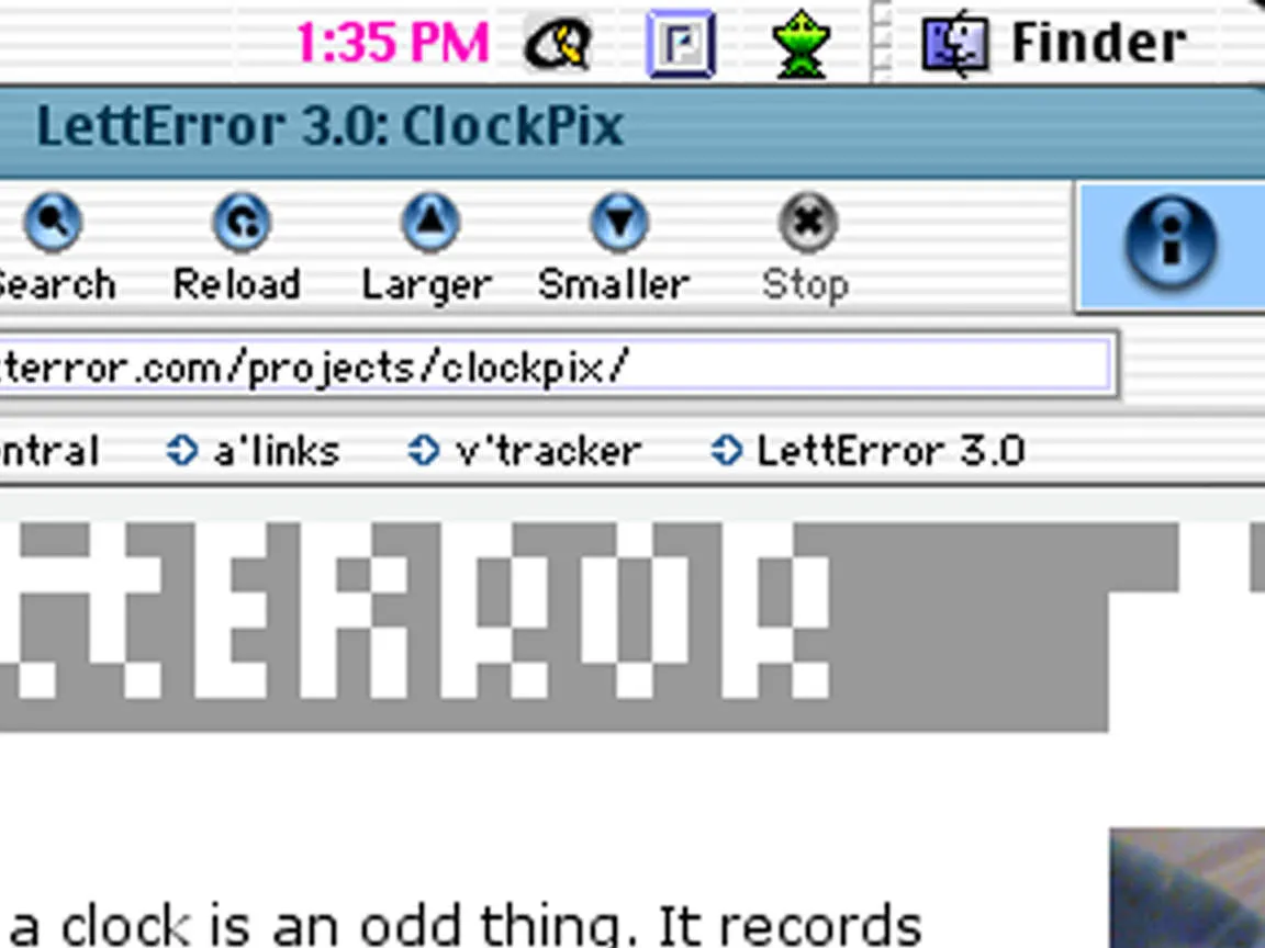 The system clock in this screenshot from an ancient Mac shows it is 1:35 PM.