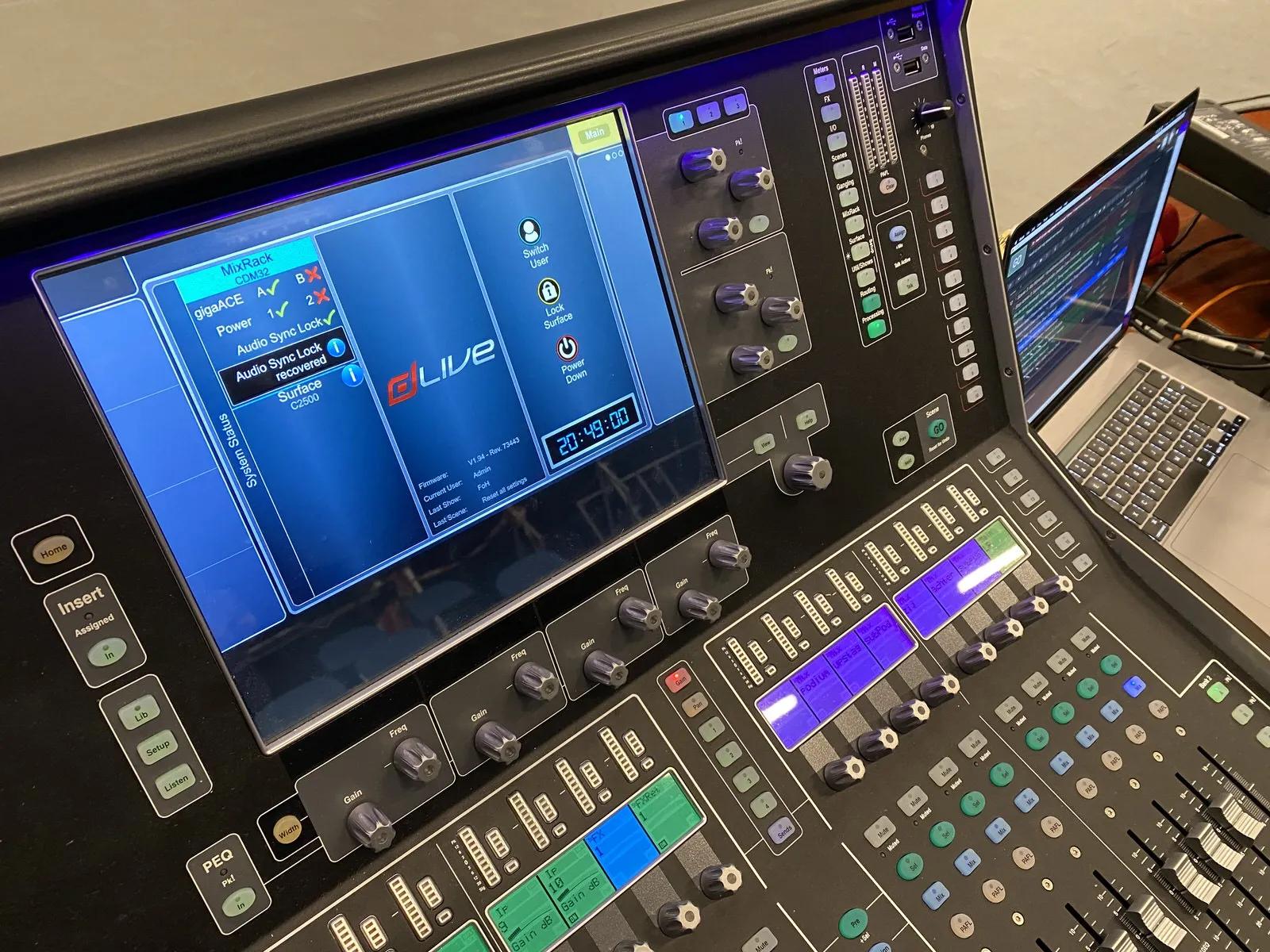 There’s this panel, with all kinds of knobs and sliders and buttons. There’s a display on it with information. Among this information is the time, which is 20:49