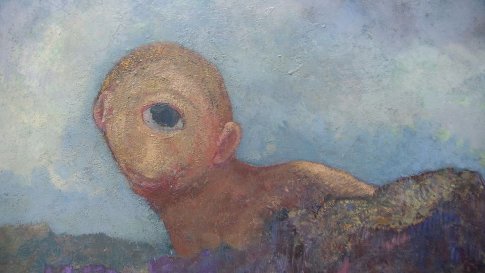 detail van een schilderij van redon, de grote versie